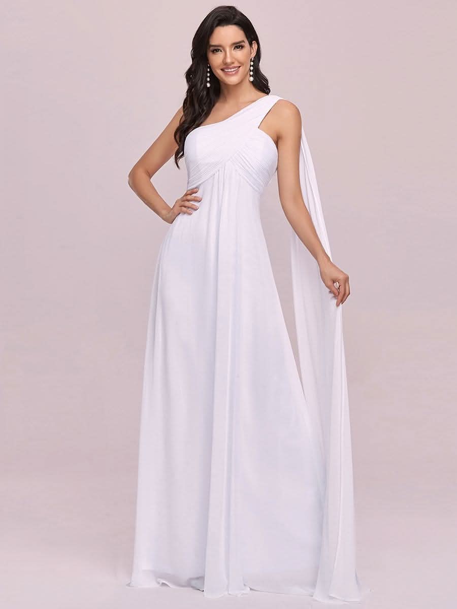 Größe Nach Maß Lange One Shoulder Chiffon Abendkleider Festkleider 09816