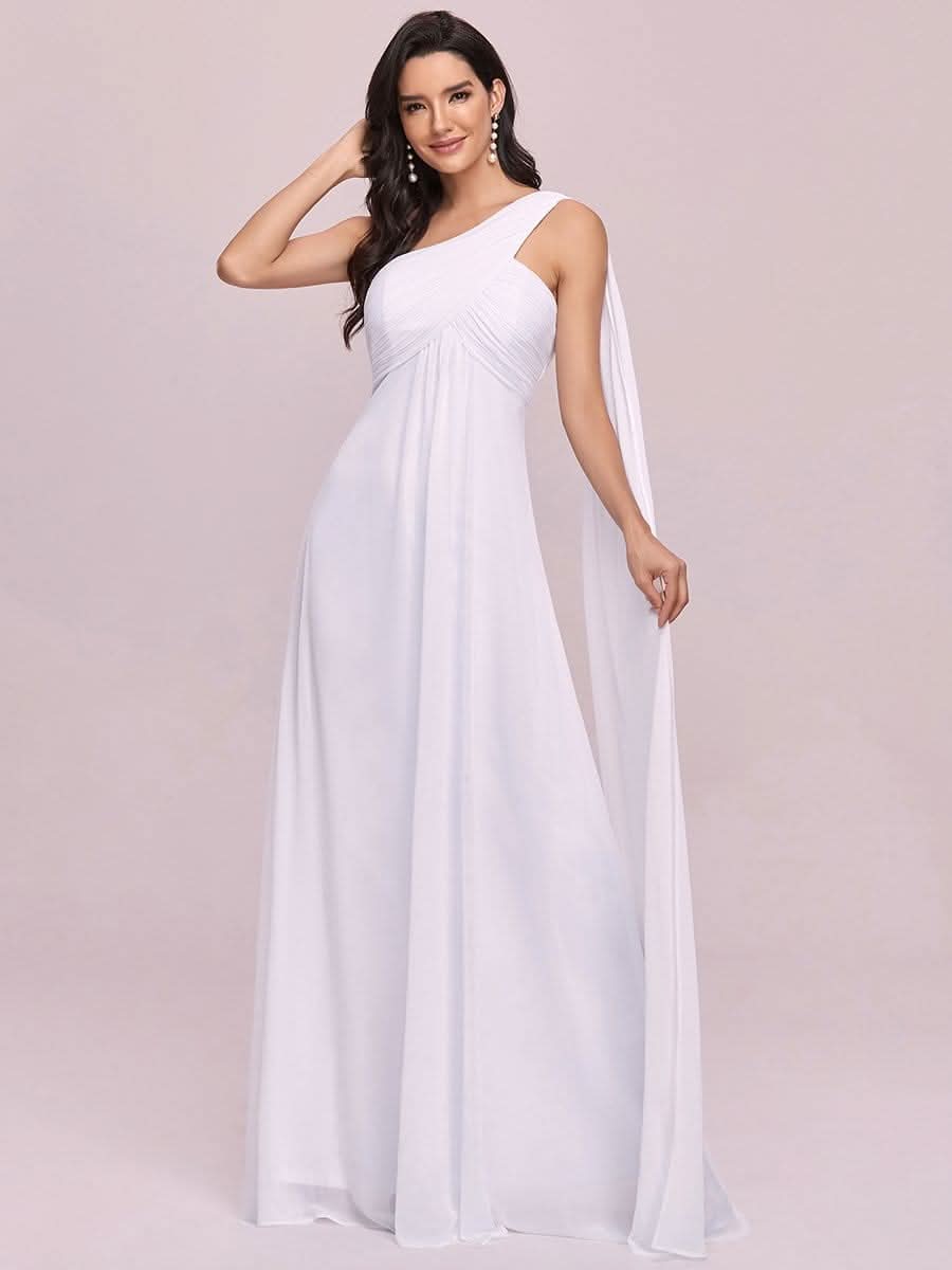 Größe Nach Maß Lange One Shoulder Chiffon Abendkleider Festkleider 09816