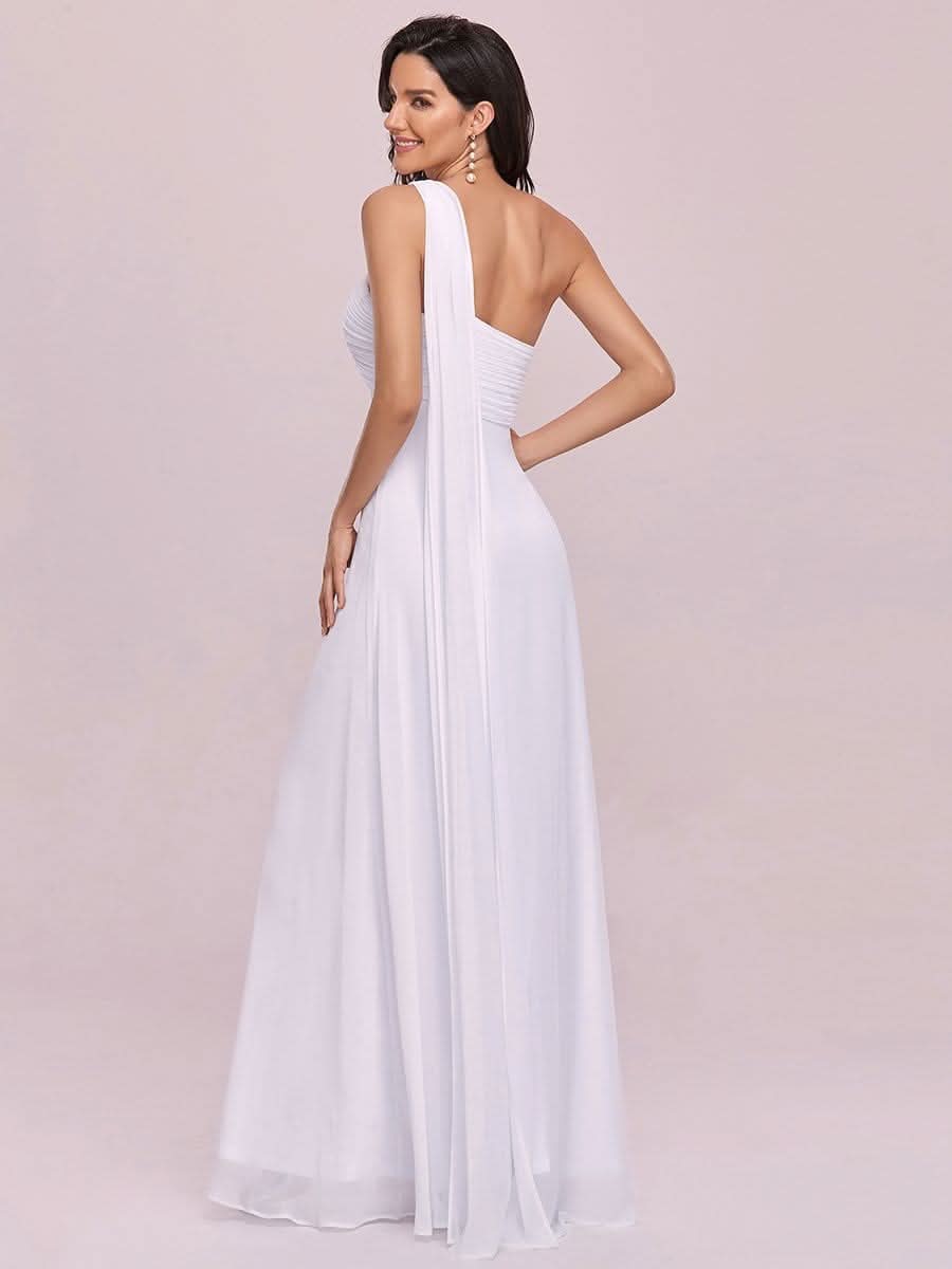 Größe Nach Maß Lange One Shoulder Chiffon Abendkleider Festkleider 09816