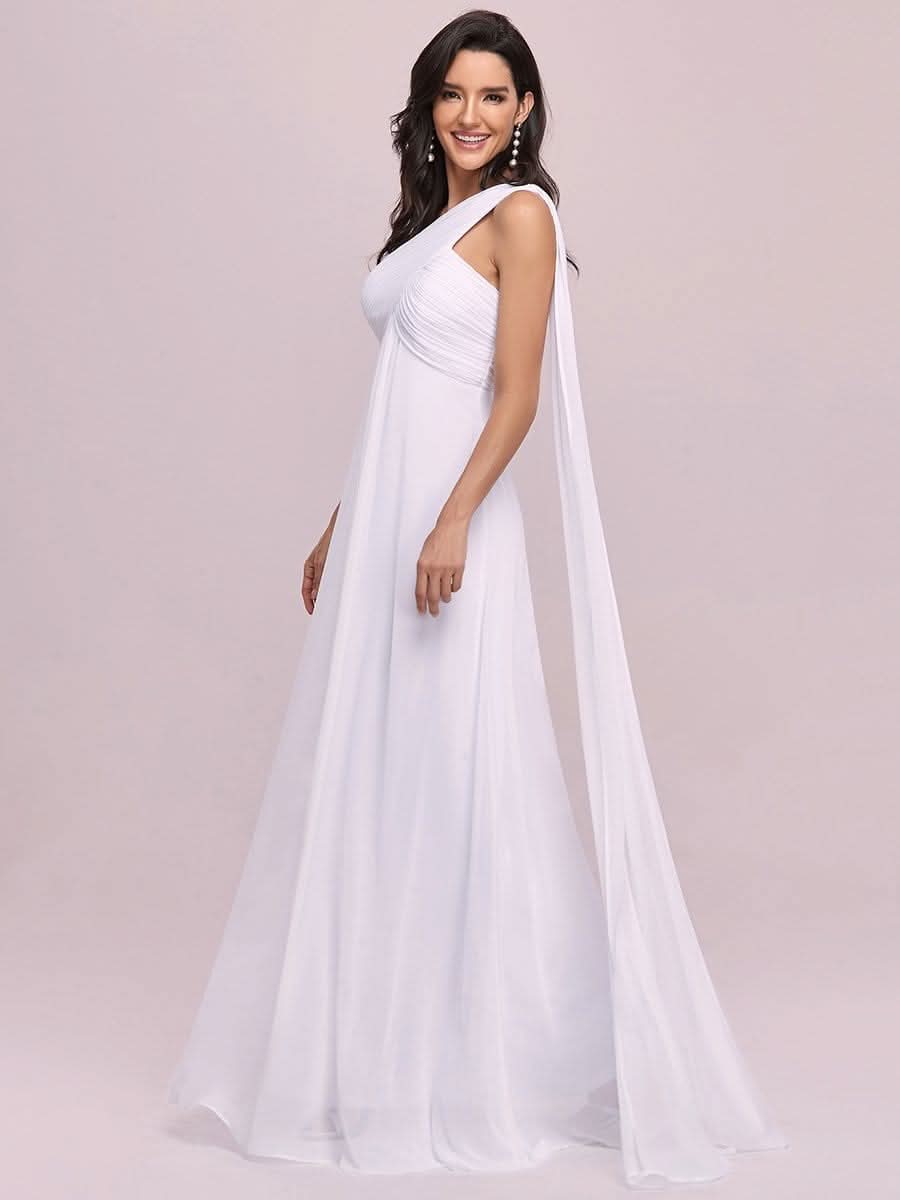 Größe Nach Maß Lange One Shoulder Chiffon Abendkleider Festkleider 09816