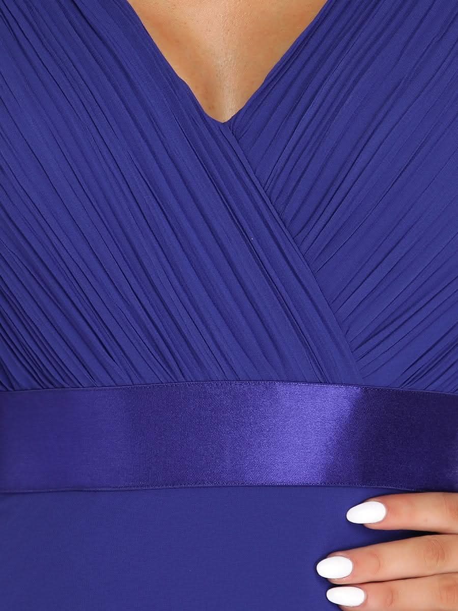 Damen V-Ausschnitt Chiffon Lange Abendkleider mit Schleppe #Farbe_Saphirblau Damen V-Ausschnitt Chiffon Lange Abendkleider mit Schleppe #Farbe_Saphirblau