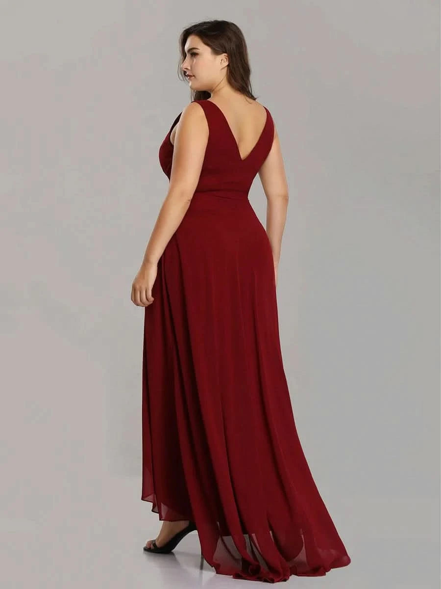 Größe Nach Maß V-Ausschnitt Chiffon Schulterfrei Abendkleider 09983