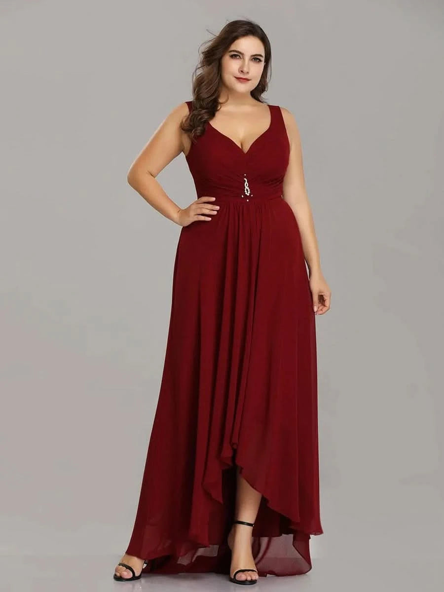 Größe Nach Maß V-Ausschnitt Chiffon Schulterfrei Abendkleider 09983
