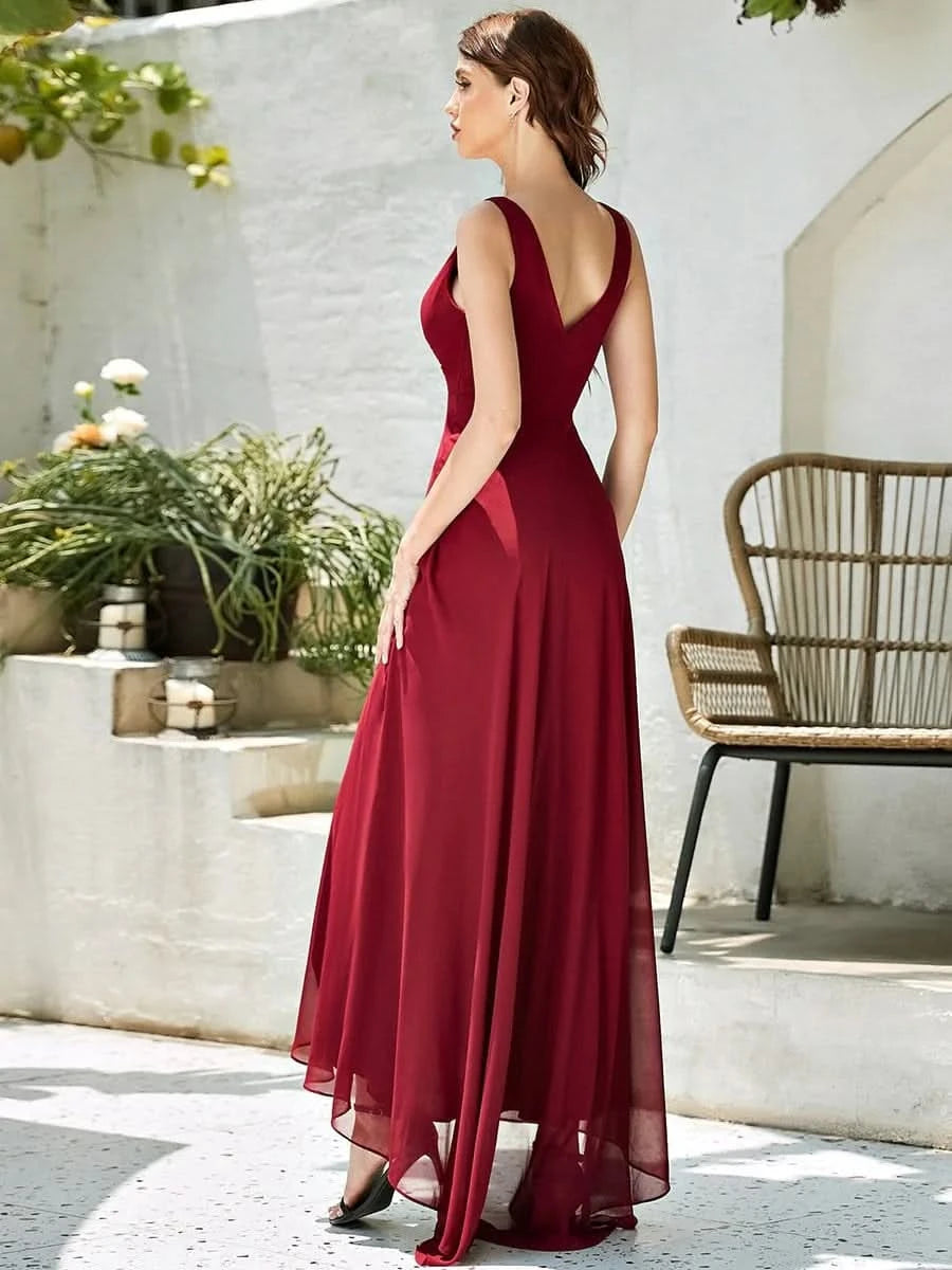 Größe Nach Maß V-Ausschnitt Chiffon Schulterfrei Abendkleider 09983