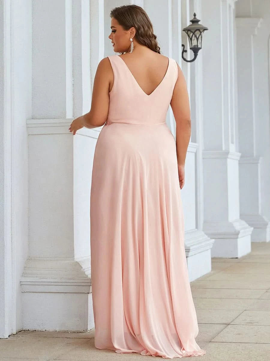 Größe Nach Maß V-Ausschnitt Chiffon Schulterfrei Abendkleider 09983