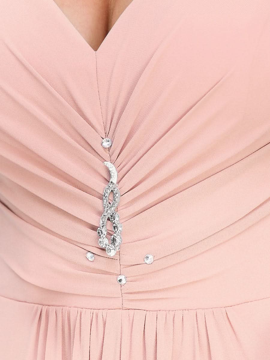 Größe Nach Maß V-Ausschnitt Chiffon Schulterfrei Abendkleider 09983