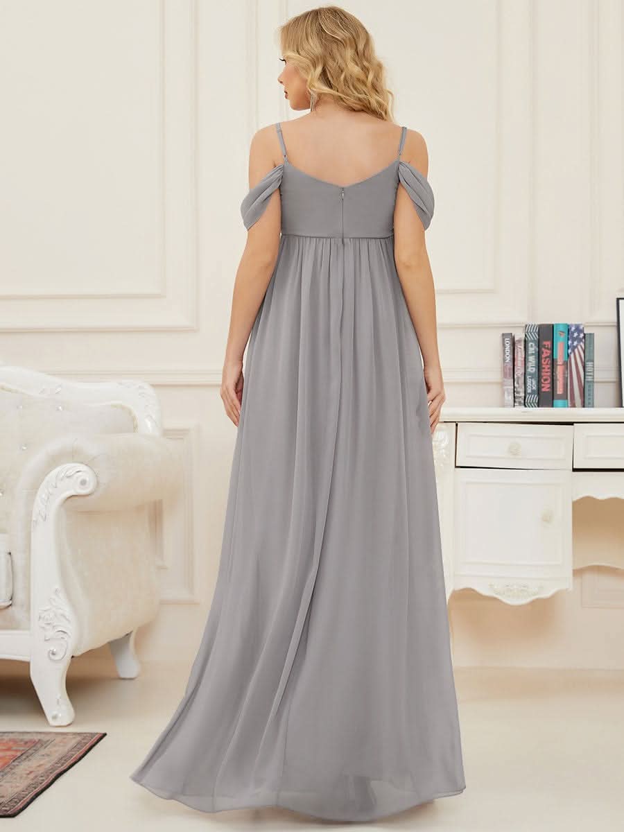 Color=Grau | Schulterfreies Maxi-Umstandskleid mit SpaghettitrÄgern-Grau 7 Color=Grau | Schulterfreies Maxi-Umstandskleid mit SpaghettitrÄgern-Grau 7