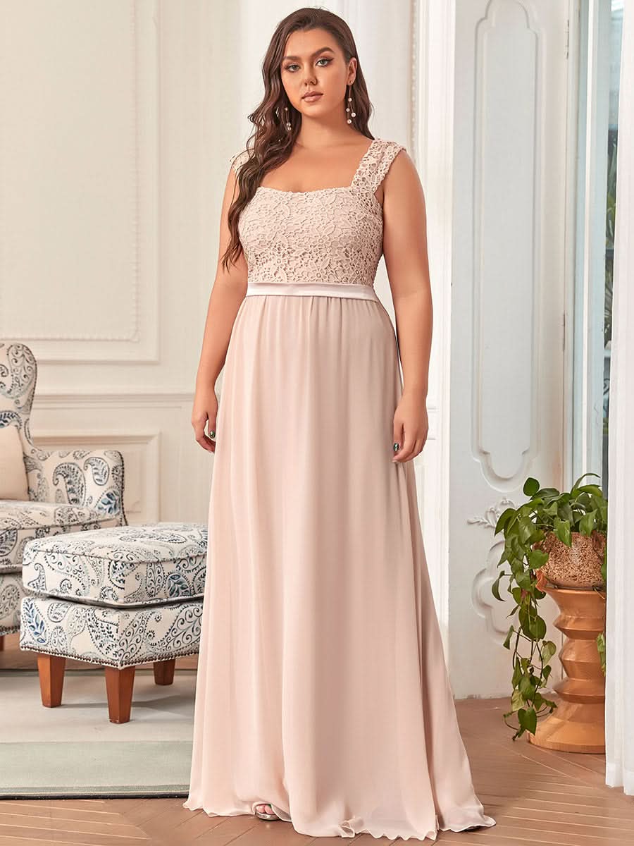 Größe Nach Maß A-Line Elegante Spitze Chiffon Hochzeitsgast Brautjungfernkleider EZ07704