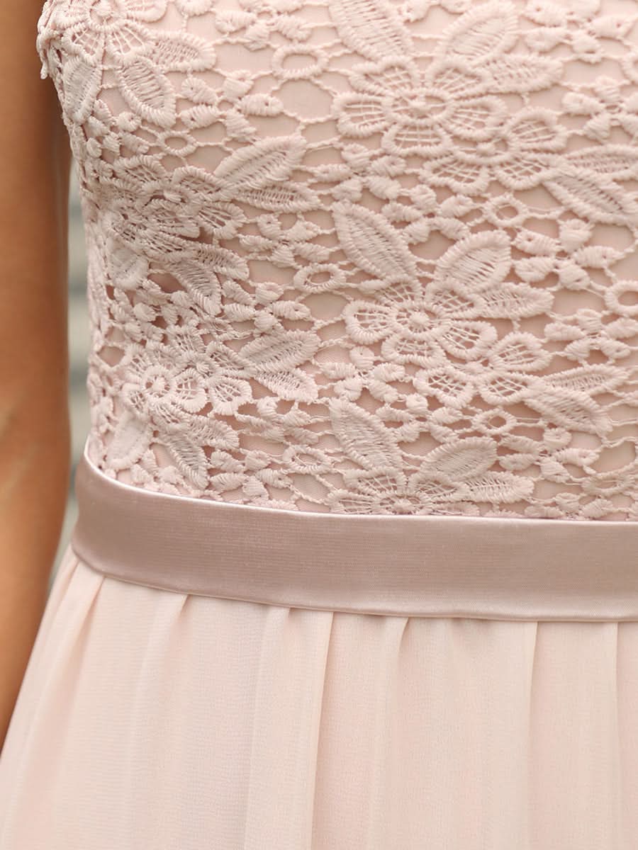 Größe Nach Maß A-Line Elegante Spitze Chiffon Hochzeitsgast Brautjungfernkleider EZ07704