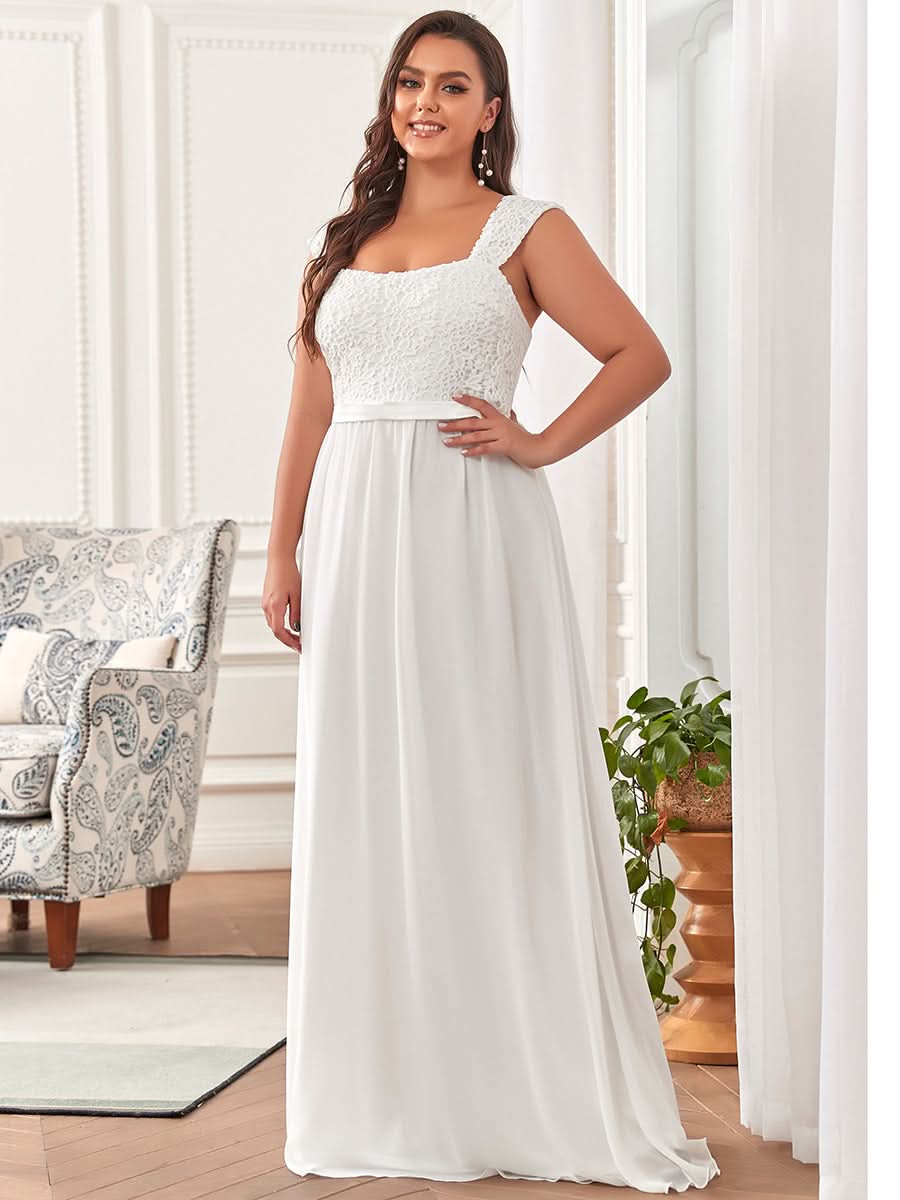 Größe Nach Maß A-Line Elegante Spitze Chiffon Hochzeitsgast Brautjungfernkleider EZ07704