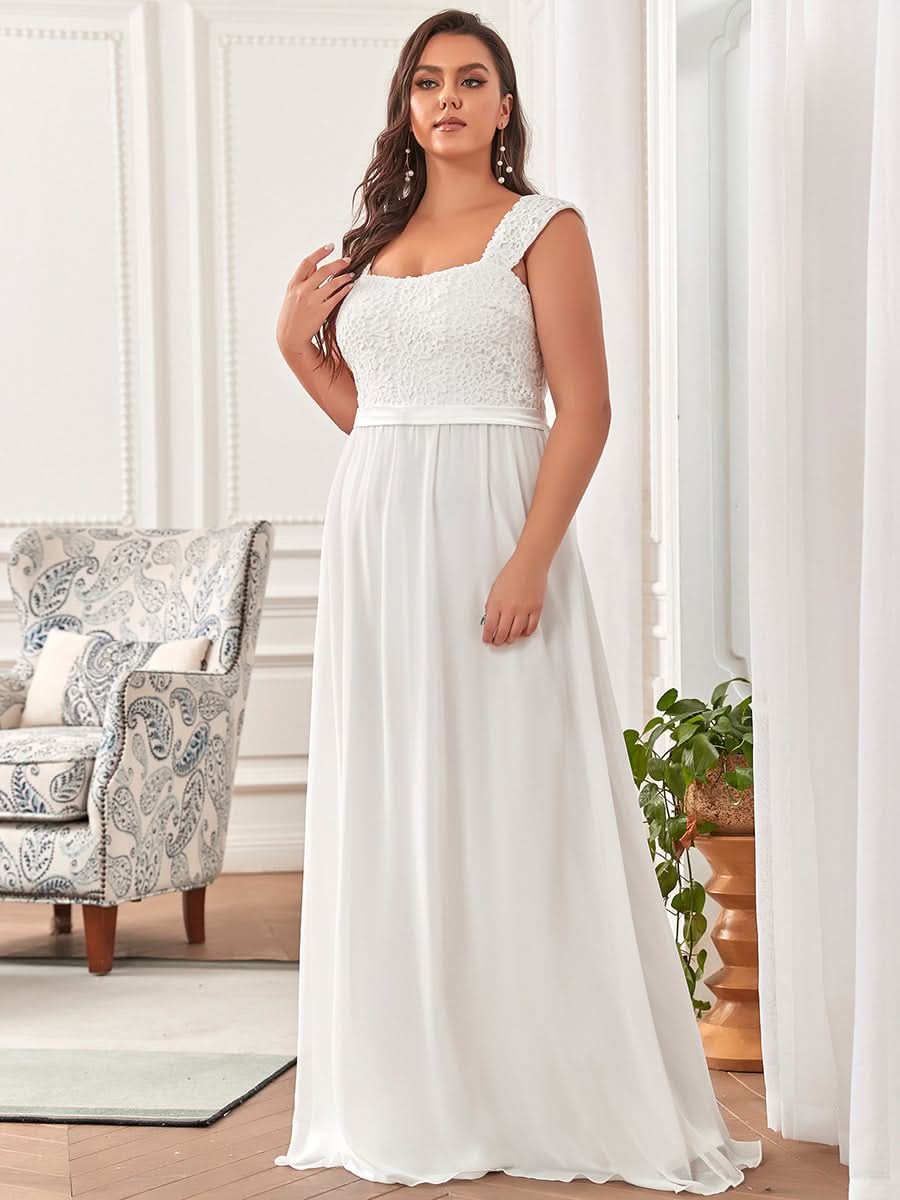 Größe Nach Maß A-Line Elegante Spitze Chiffon Hochzeitsgast Brautjungfernkleider EZ07704