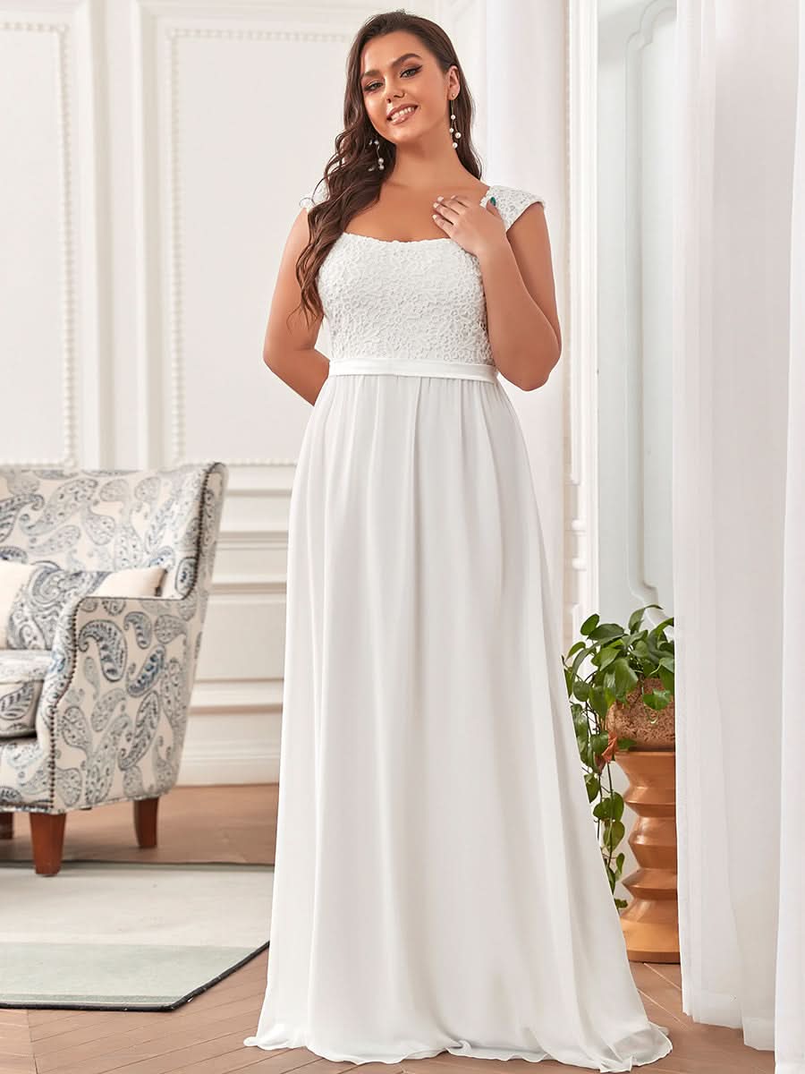 Größe Nach Maß A-Line Elegante Spitze Chiffon Hochzeitsgast Brautjungfernkleider EZ07704
