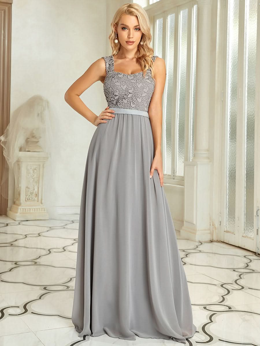 Größe Nach Maß A-Line Elegante Spitze Chiffon Hochzeitsgast Brautjungfernkleider EZ07704