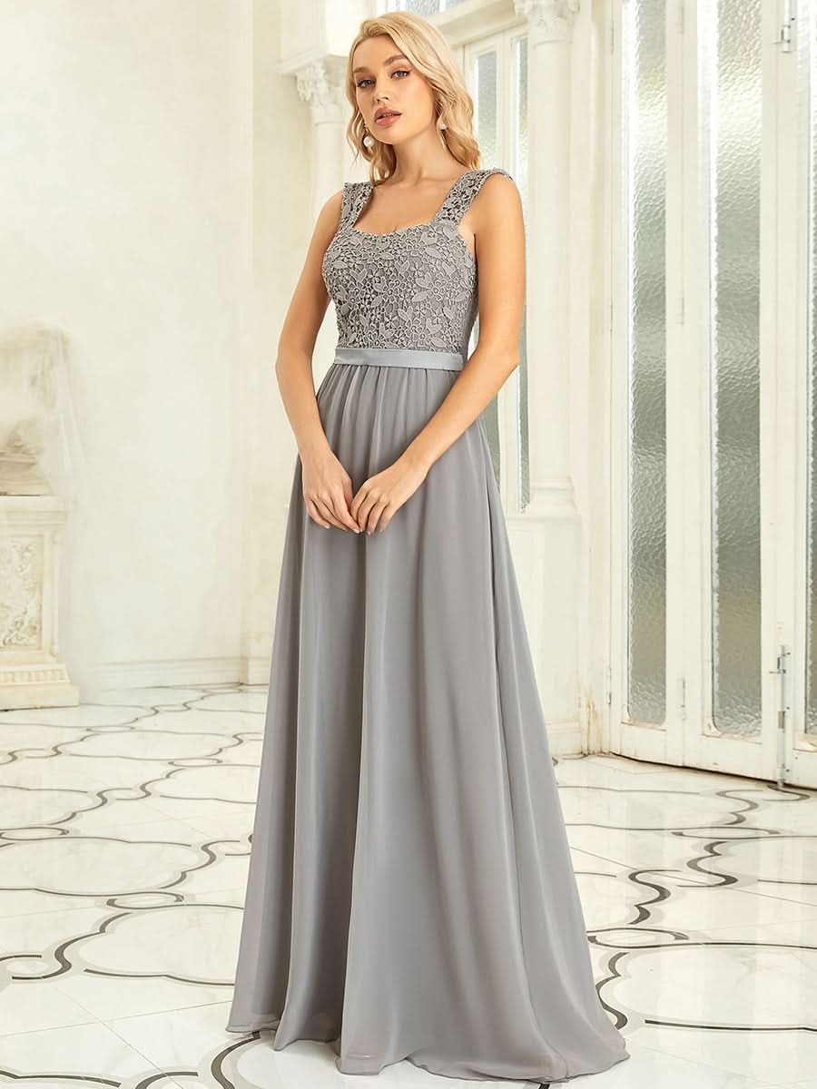 Größe Nach Maß A-Line Elegante Spitze Chiffon Hochzeitsgast Brautjungfernkleider EZ07704