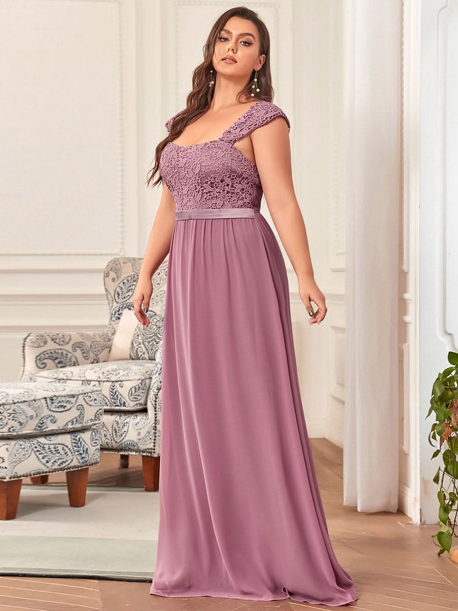 Größe Nach Maß A-Line Elegante Spitze Chiffon Hochzeitsgast Brautjungfernkleider EZ07704