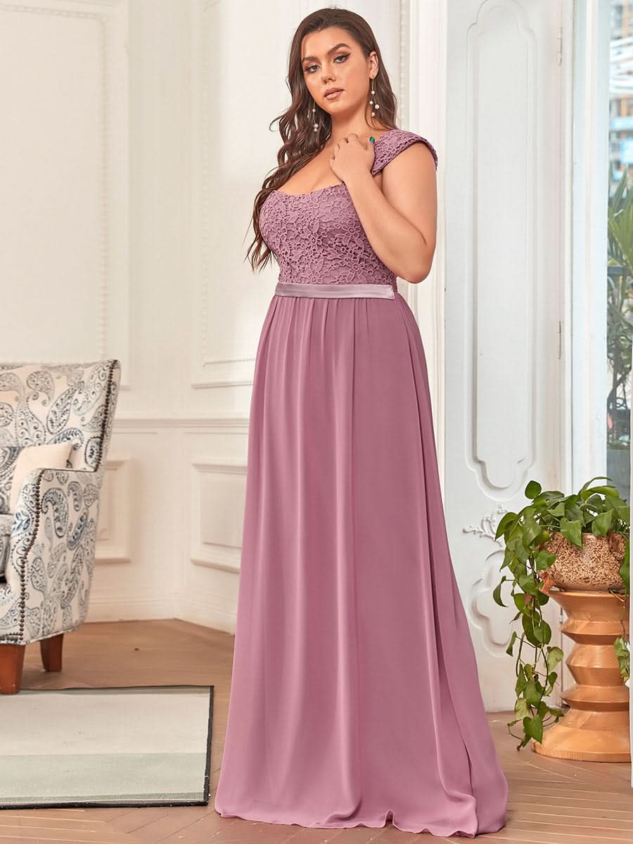 Größe Nach Maß A-Line Elegante Spitze Chiffon Hochzeitsgast Brautjungfernkleider EZ07704