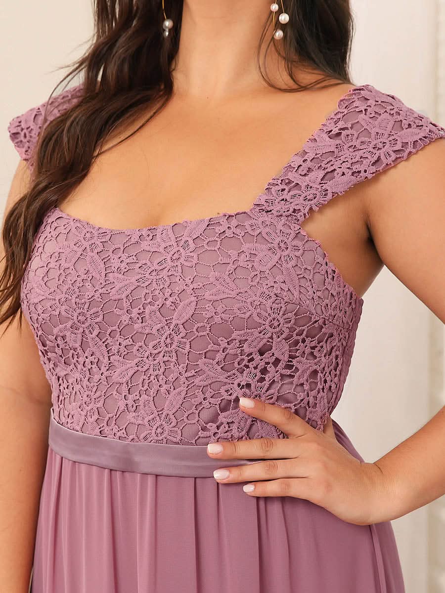 Größe Nach Maß A-Line Elegante Spitze Chiffon Hochzeitsgast Brautjungfernkleider EZ07704