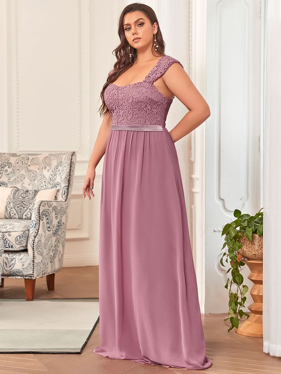 Größe Nach Maß A-Line Elegante Spitze Chiffon Hochzeitsgast Brautjungfernkleider EZ07704
