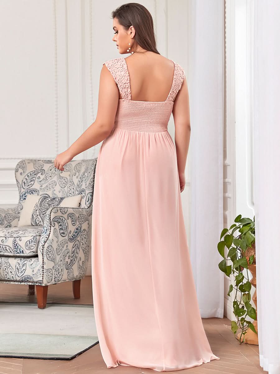 Größe Nach Maß A-Line Elegante Spitze Chiffon Hochzeitsgast Brautjungfernkleider EZ07704