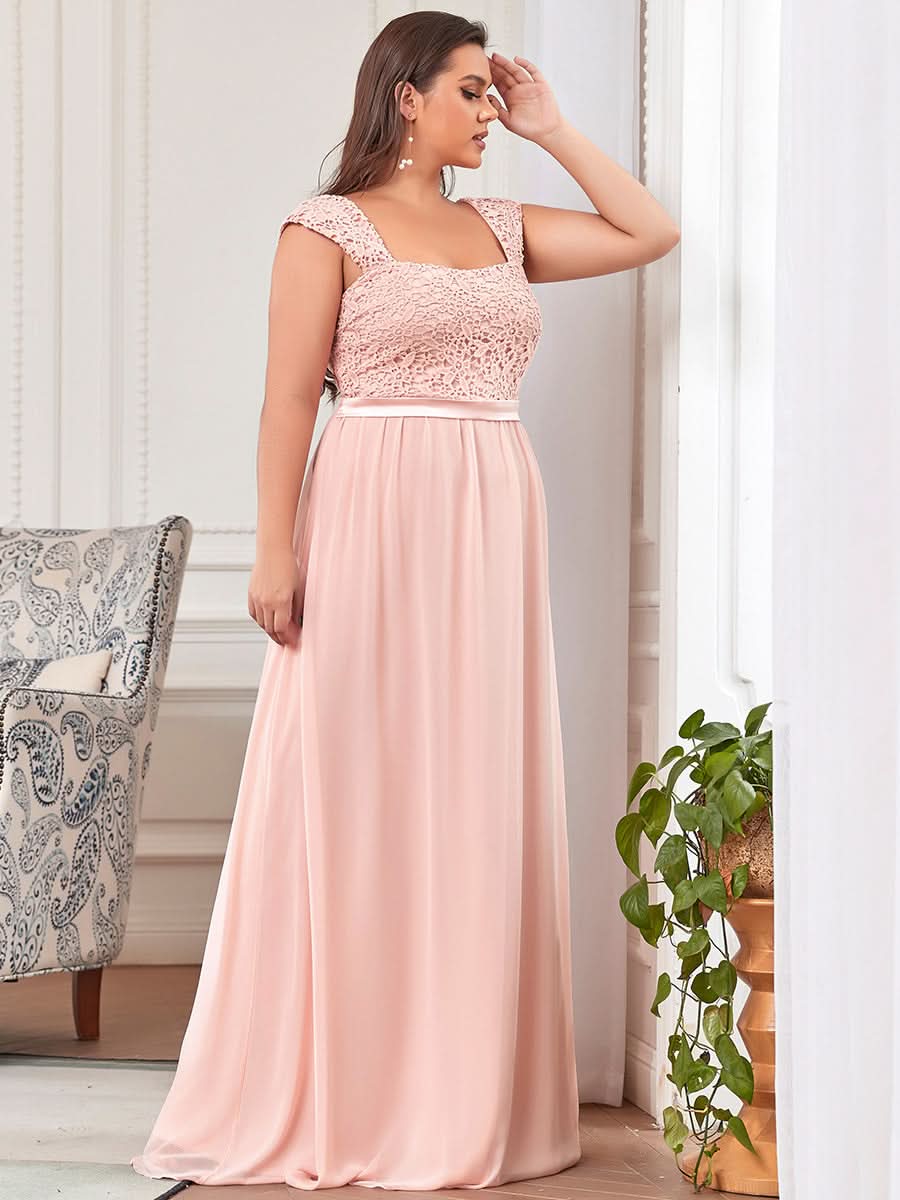 Größe Nach Maß A-Line Elegante Spitze Chiffon Hochzeitsgast Brautjungfernkleider EZ07704