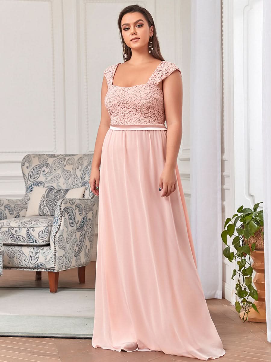 Größe Nach Maß A-Line Elegante Spitze Chiffon Hochzeitsgast Brautjungfernkleider EZ07704