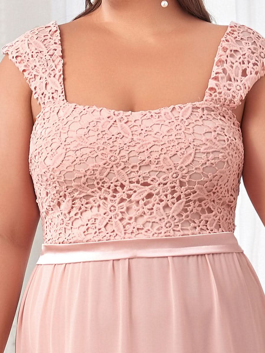 Größe Nach Maß A-Line Elegante Spitze Chiffon Hochzeitsgast Brautjungfernkleider EZ07704