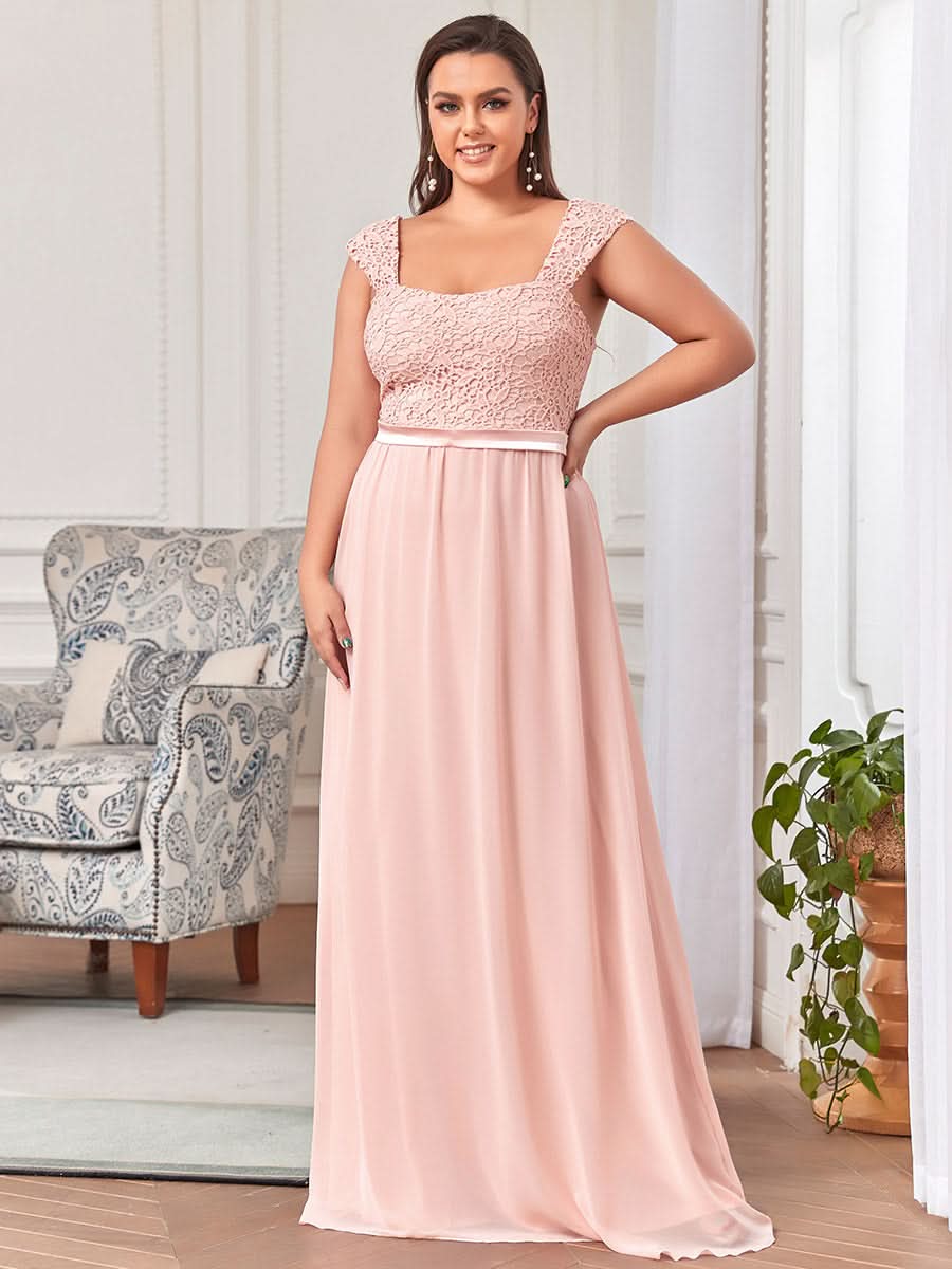 Größe Nach Maß A-Line Elegante Spitze Chiffon Hochzeitsgast Brautjungfernkleider EZ07704