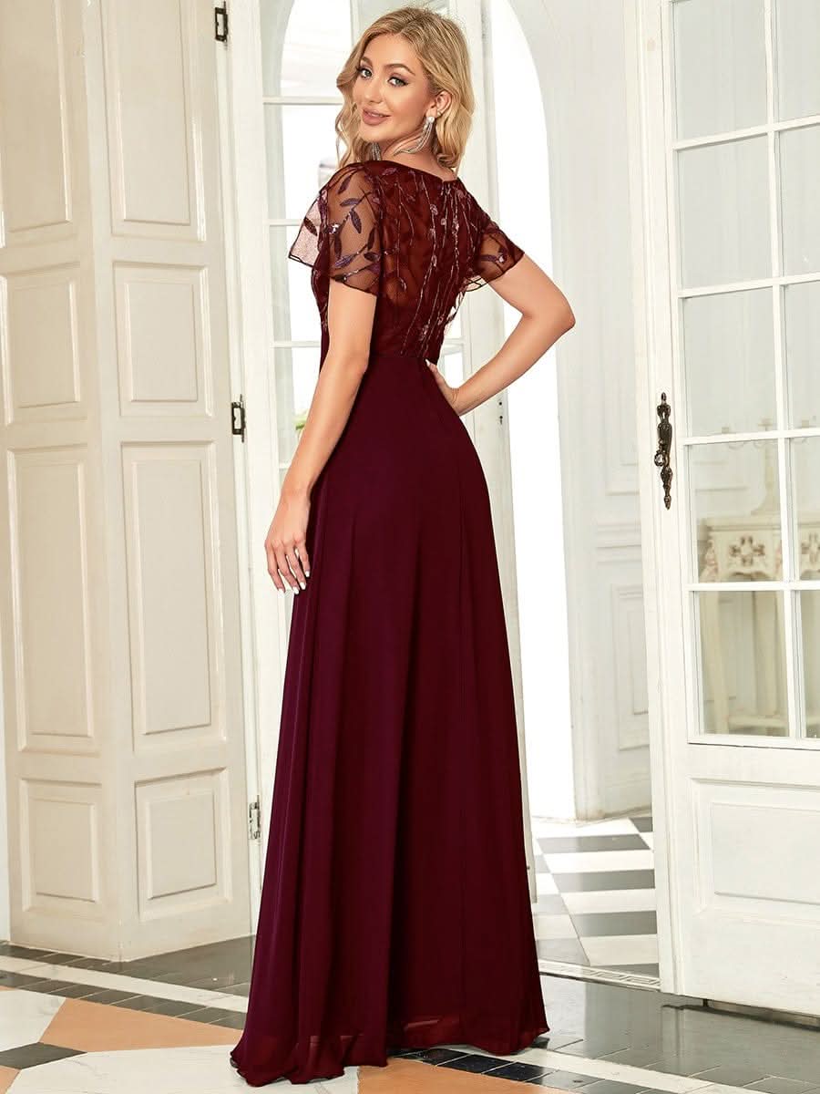 Größe Nach Maß Elegante V-Ausschnitt Spitze Abend Cocktail Party Kleider EZ07706