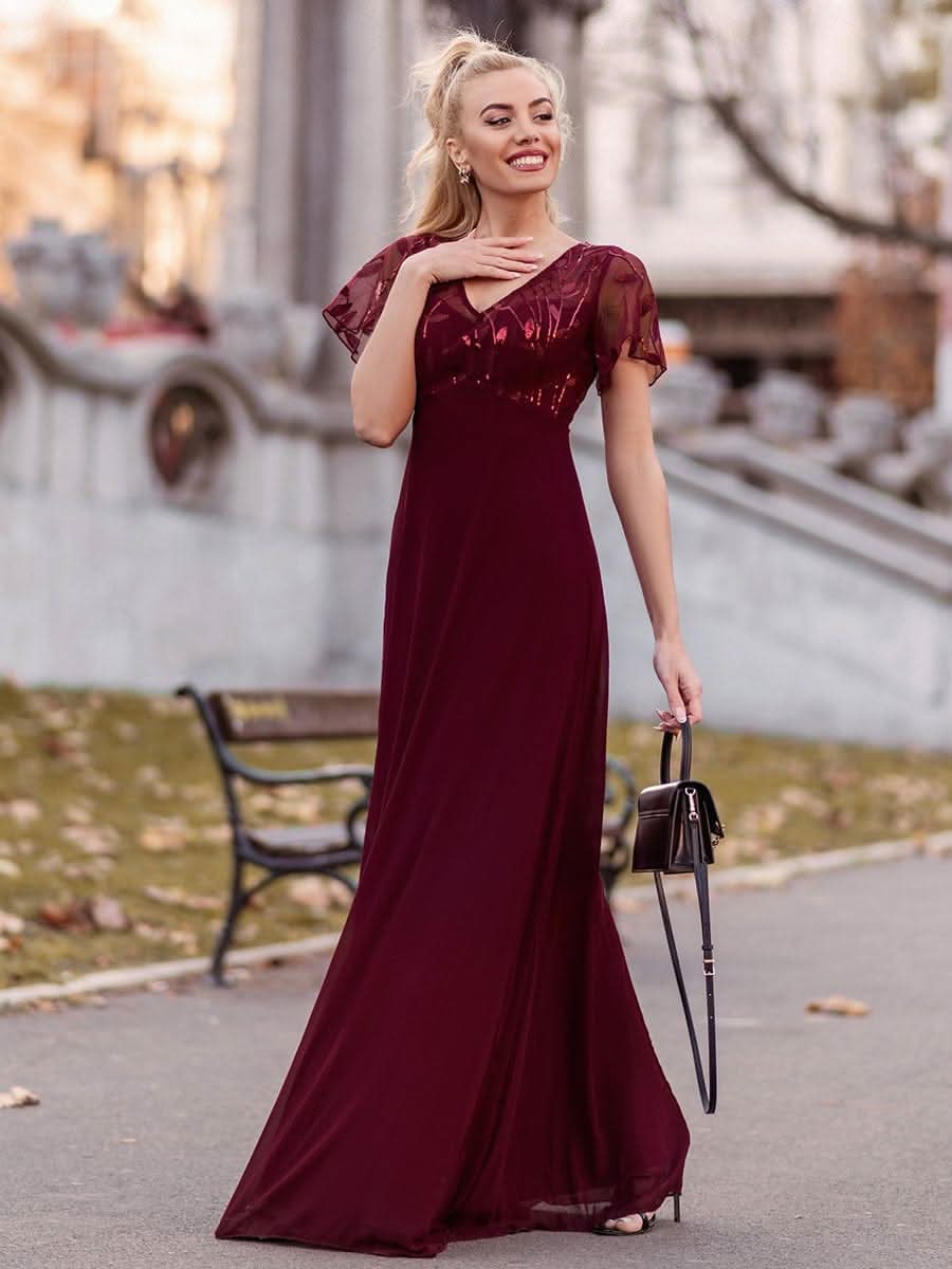 Größe Nach Maß Elegante V-Ausschnitt Spitze Abend Cocktail Party Kleider EZ07706