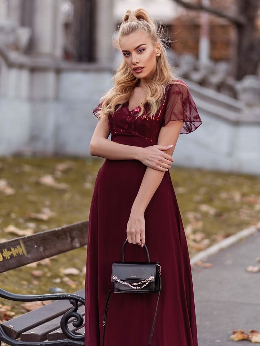 Größe Nach Maß Elegante V-Ausschnitt Spitze Abend Cocktail Party Kleider EZ07706