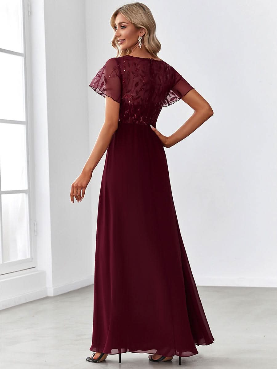Größe Nach Maß Elegante V-Ausschnitt Spitze Abend Cocktail Party Kleider EZ07706