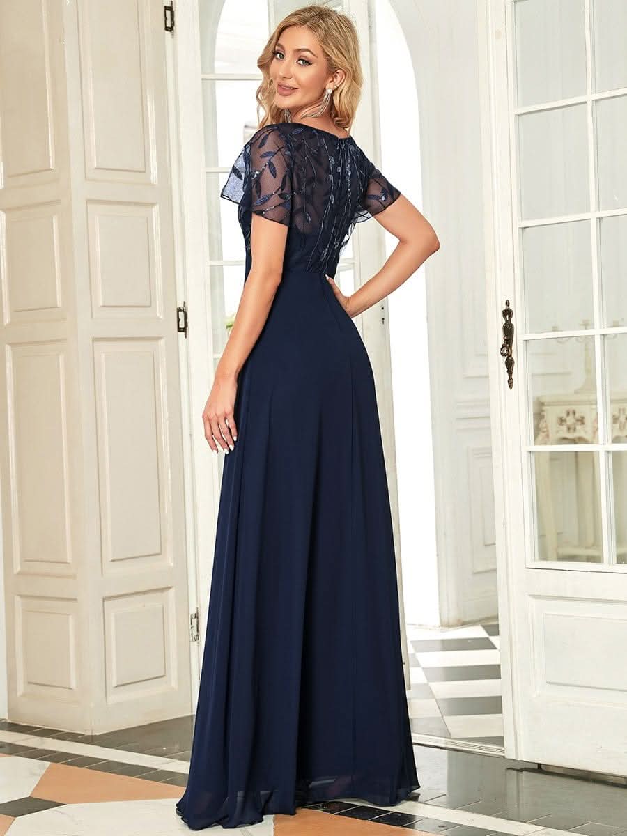Größe Nach Maß Elegante V-Ausschnitt Spitze Abend Cocktail Party Kleider EZ07706