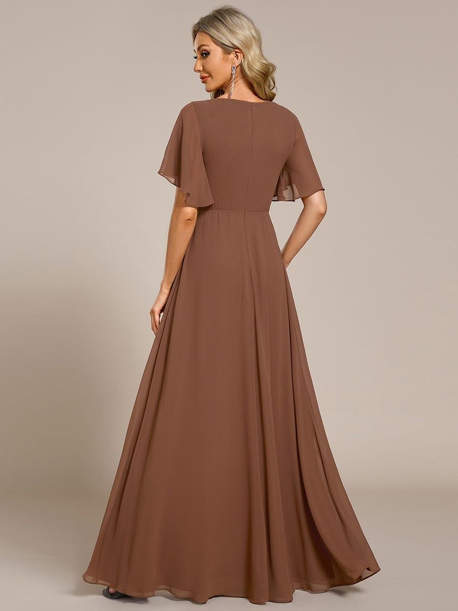 Glitzerndes A-Linien-Abendkleid mit Empire-Taille und langen Laternen?rmeln #farbe_Braun