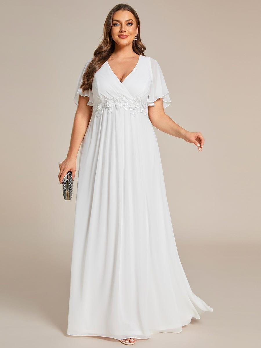 Funkelndes Abendkleid in A-Linie mit Empire-Taille und langen ?rmeln #farbe_Cream