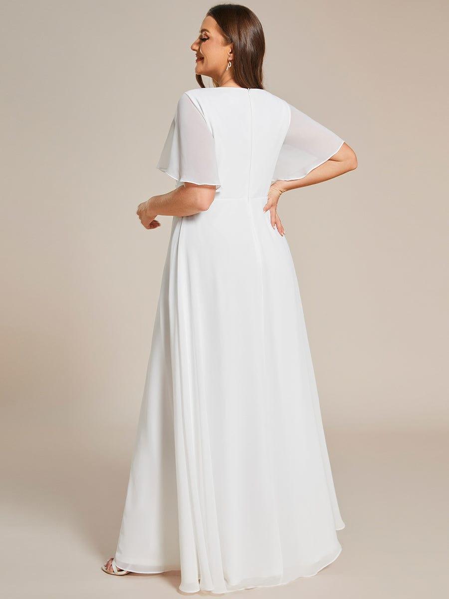 Funkelndes Abendkleid in A-Linie mit Empire-Taille und langen ?rmeln #farbe_Cream