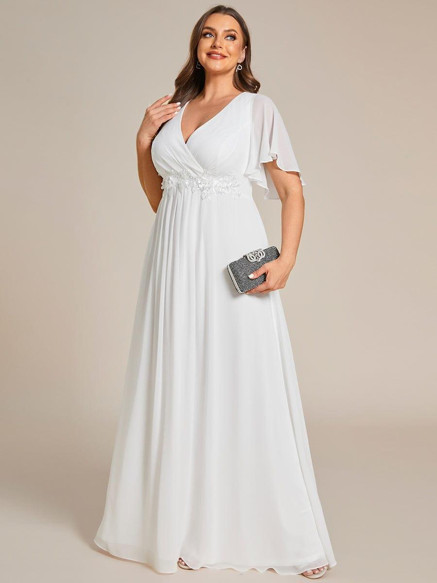 Funkelndes Abendkleid in A-Linie mit Empire-Taille und langen ?rmeln #farbe_Cream