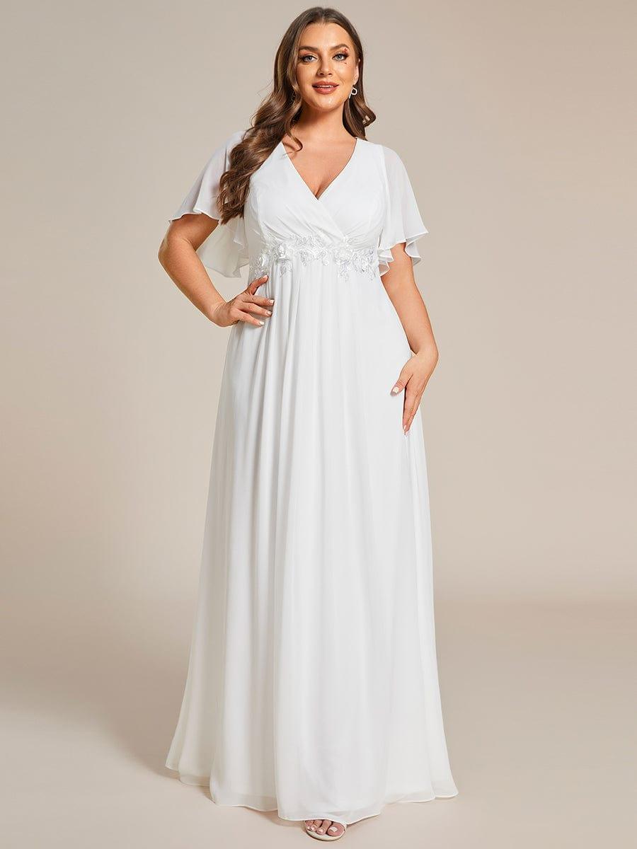 Funkelndes Abendkleid in A-Linie mit Empire-Taille und langen ?rmeln #farbe_Cream