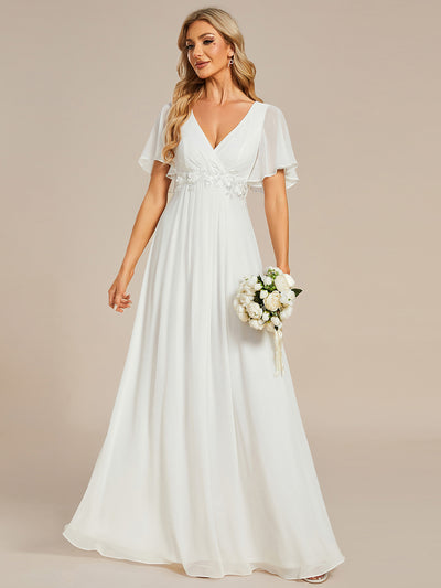 Funkelndes Abendkleid in A-Linie mit Empire-Taille und langen ?rmeln #farbe_Creme
