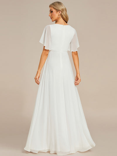 Funkelndes Abendkleid in A-Linie mit Empire-Taille und langen ?rmeln #farbe_Creme