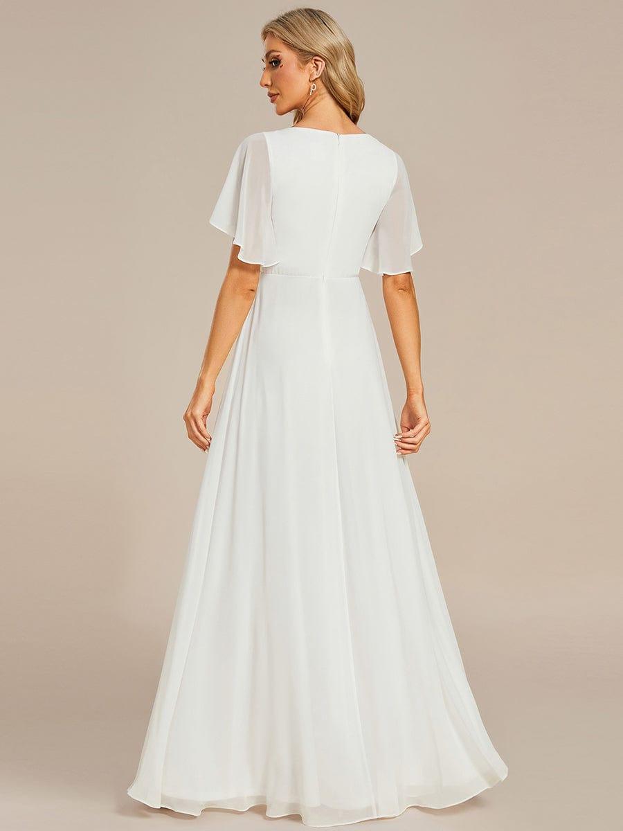 Funkelndes Abendkleid in A-Linie mit Empire-Taille und langen ?rmeln #farbe_Cream