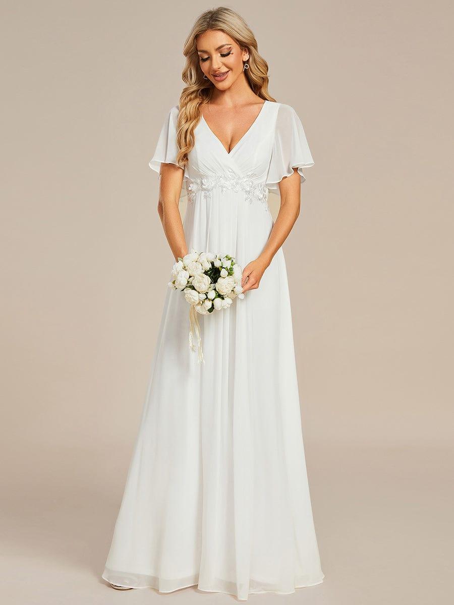 Funkelndes Abendkleid in A-Linie mit Empire-Taille und langen ?rmeln #farbe_Cream