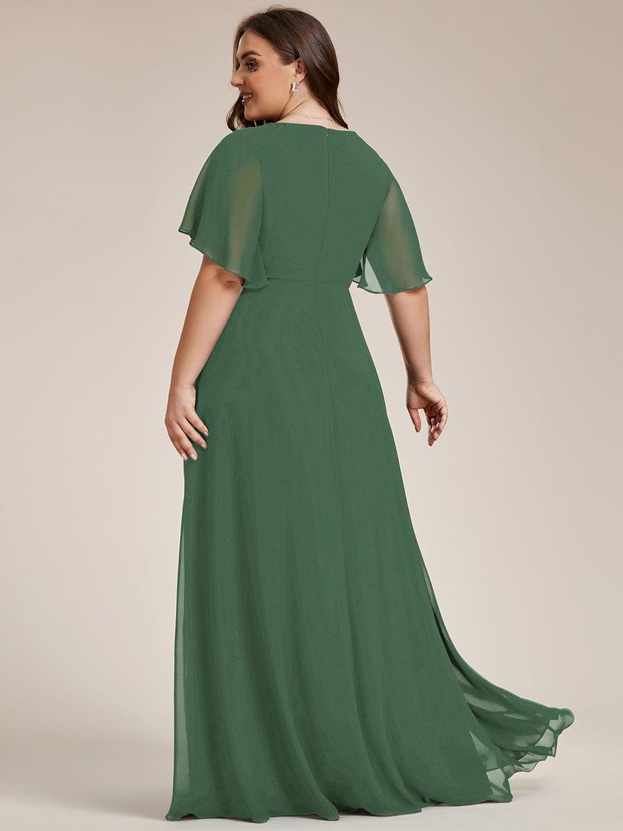 Glitzerndes A-Linien-Abendkleid mit Empire-Taille und langen Laternen?rmeln #farbe_Eukalyptus Gr¨¹n