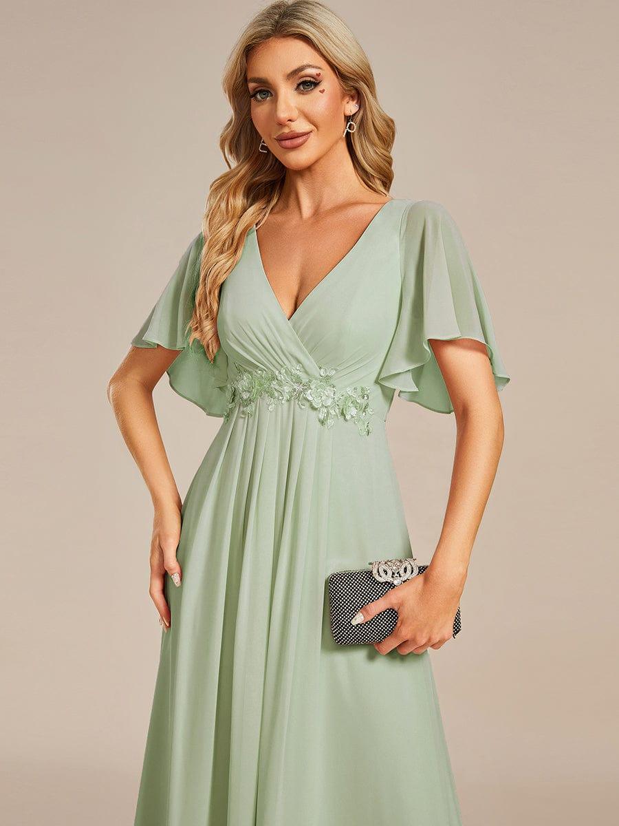 Glitzerndes A-Linien-Abendkleid mit Empire-Taille und langen Laternen?rmeln #farbe_Mint Gruen