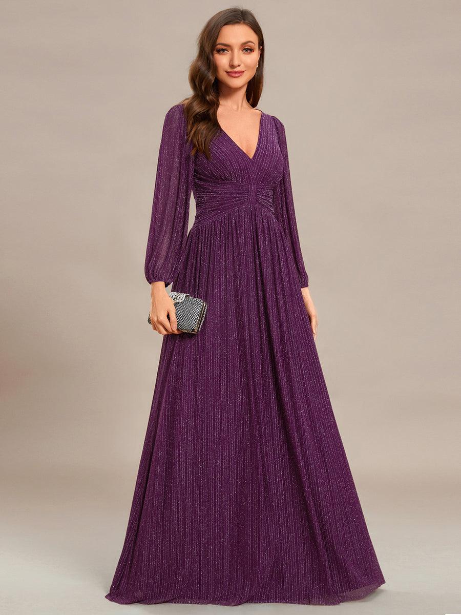ever BRYM|Funkelndes Abendkleid in A-Linie mit Empire-Taille und langen Ärmeln #farbe_Lila Glyzinien