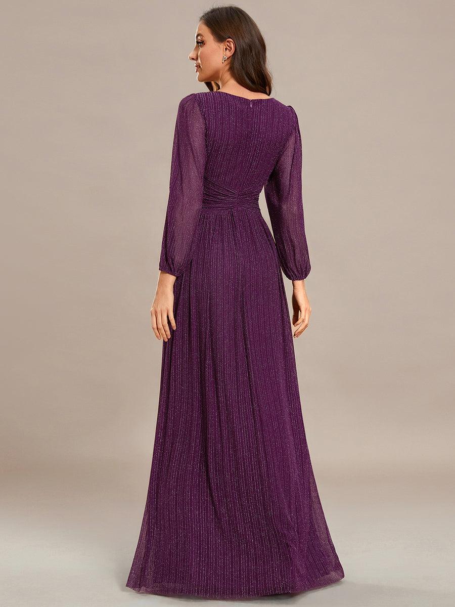 ever BRYM|Funkelndes Abendkleid in A-Linie mit Empire-Taille und langen Ärmeln #farbe_Lila Glyzinien