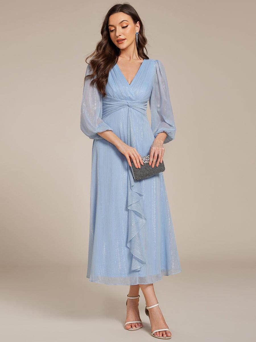 Glitzerndes A-Linien-Abendkleid mit Empire-Taille und langen Laternen?rmeln #farbe_Schwarz
