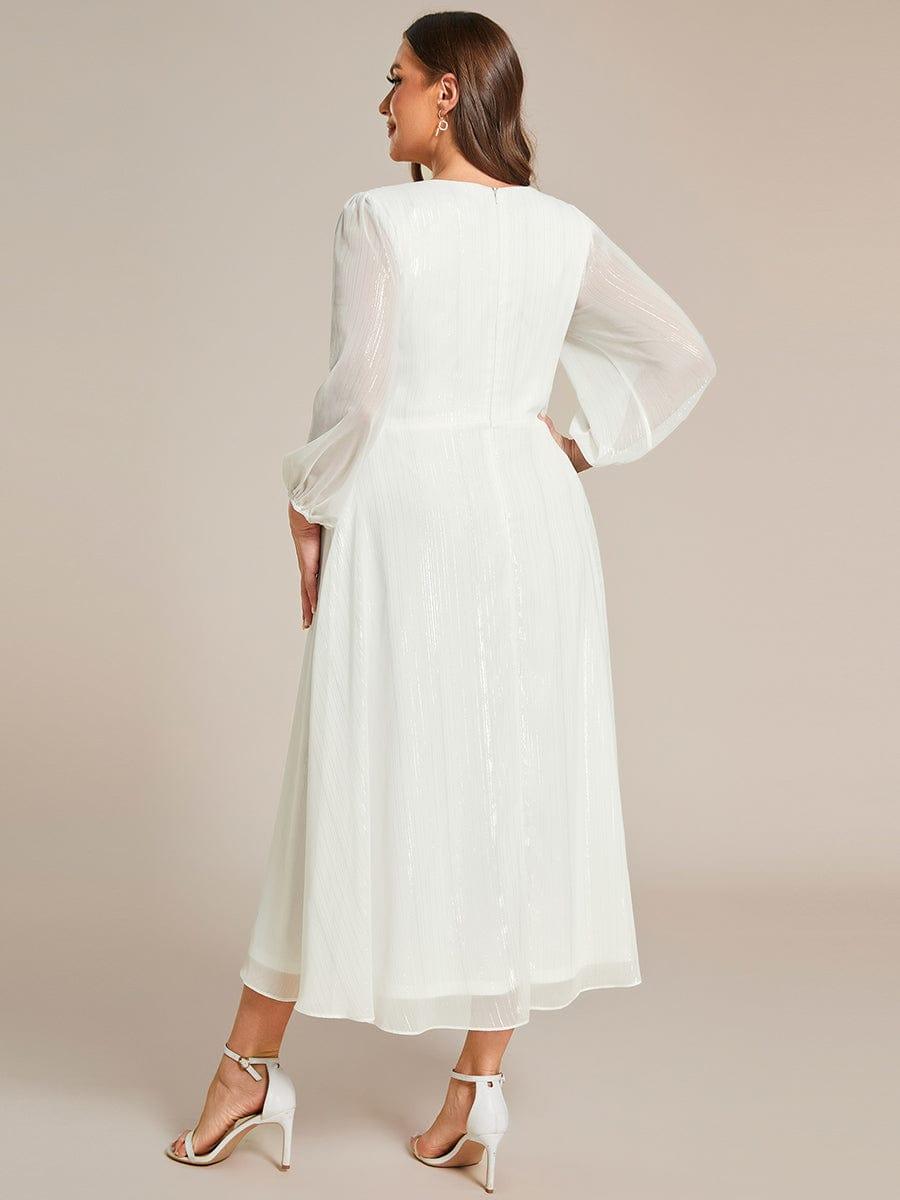 Robe d'invit¨¦ de mariage trap¨¨ze en mousseline fluide ¨¤ encolure ronde et longueur au genou #farbe_Cream