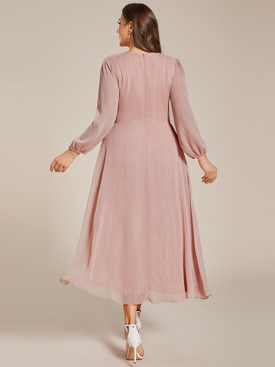 Robe d'invit¨¦ de mariage trap¨¨ze en mousseline fluide ¨¤ encolure ronde et longueur au genou #farbe_Dusty Rose