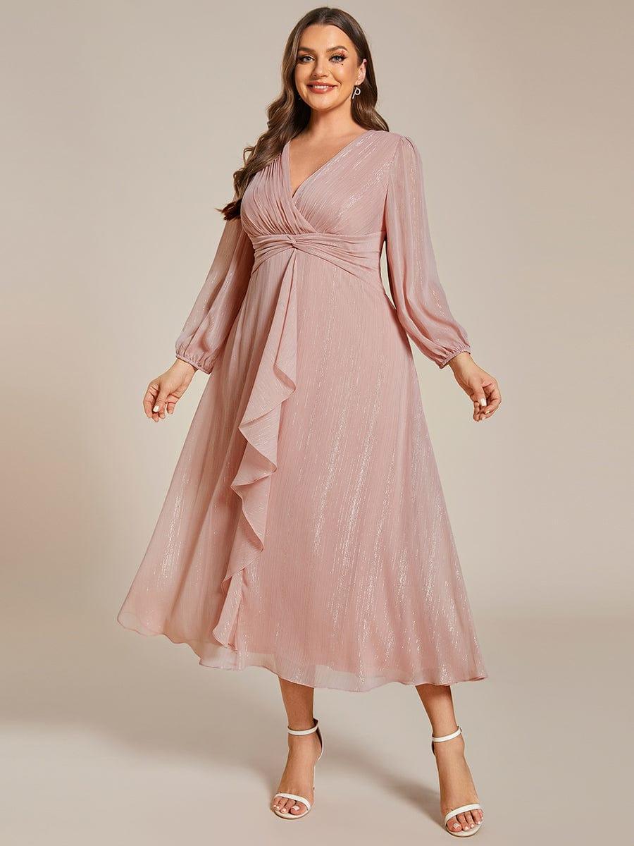 Robe d'invit¨¦ de mariage trap¨¨ze en mousseline fluide ¨¤ encolure ronde et longueur au genou #farbe_Dusty Rose