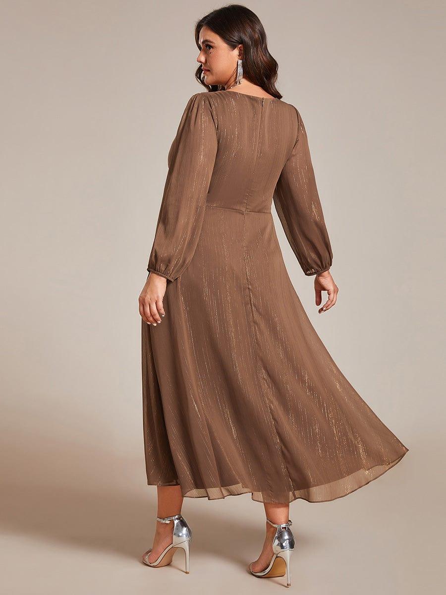 Glitzerndes A-Linien-Abendkleid mit Empire-Taille und langen Laternen?rmeln #farbe_Emperador